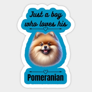 Just a boy who loves his Pomeranian, black text Sticker